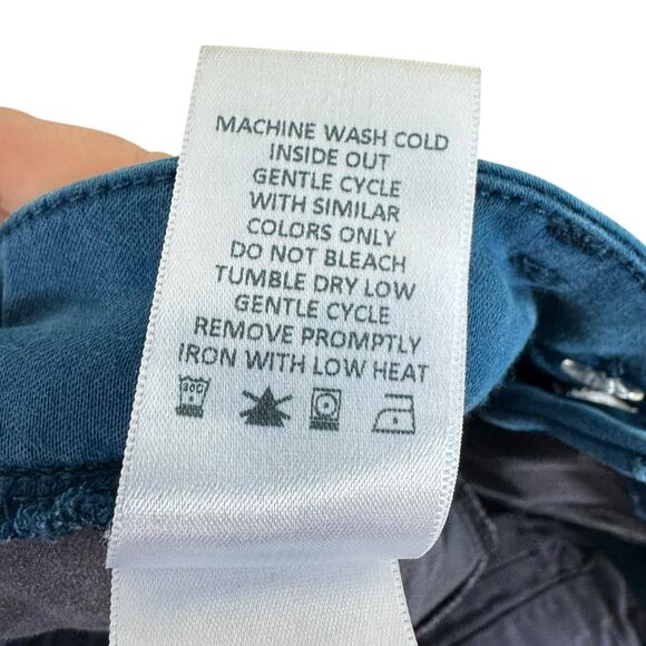 Level 99 Teal Blue Cotton Blend High Rise Slim Leg Cropped Pants Size 32 - Picture 7 of 7